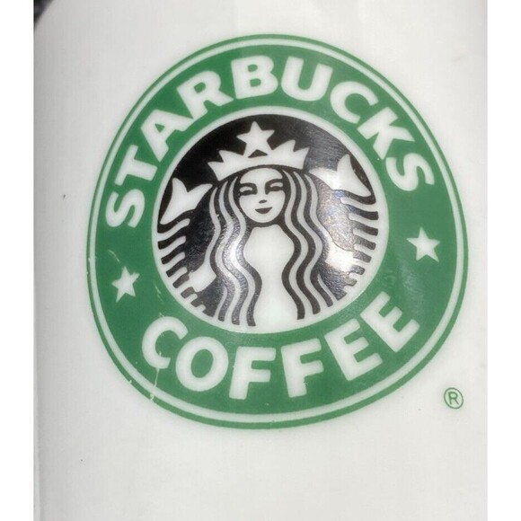 STARBUCKS Coffee Mug Double Sided Mermaid Logo Green White Black 10oz Tea Cup - Picture 7 of 8
